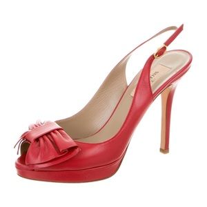 Valentino 36.5 Red Bow Slingback 6.5 Heels